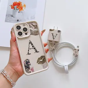 6 Piece Set Vintage Fashion Leopard Print Phone Case, Charger Head Cover, Cable Protector, Storage Rope, Data Line Protection