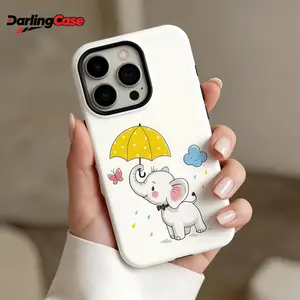 DarlingCase Cute Elephant Phone Case for iPhone 17 Phone 16 Case iPhone 15 14 13 Pro Max  Phone Case Cartoon Animal Aesthetic Kawaii Glossy Shockproof TPU PC Protective Cover for Women Girls