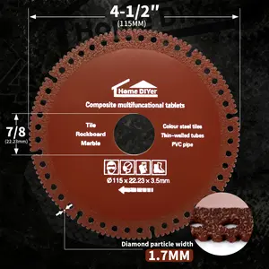 Diamond Cutting Wheel 4 1/2 x 7/8 Inch for Metal, Cut Off Wheel with 5000+ Cuts on Rebar, Steel, Iron and INOX, 5 Pack