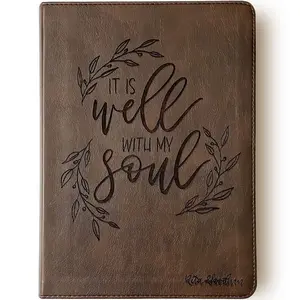 Personalized ESV Journaling Bible - Brown - It is Well With My Soul in Wreath - Hand Lettered and Engraved