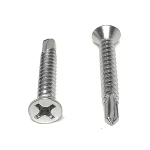 #12x1 1/2 Stainless Steel Phillips Flat  Self Drilling Tapping TEK Screw (410 Stainless Steel) 50 count 12X1-1/2