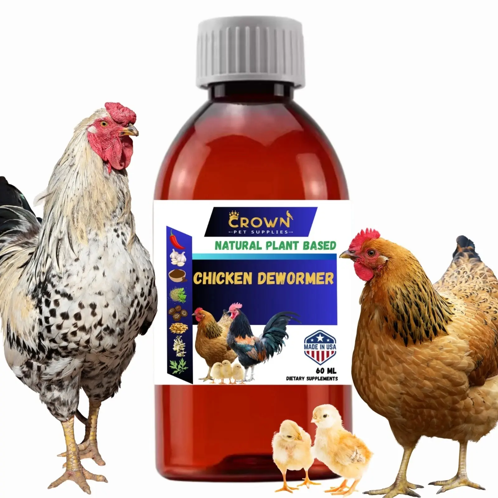 All Natural Chicken Dewormer Liquid Plant-Based Poultry Worm Treatment
