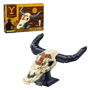 Brickcraft Yellowstone Steer Skull Building Set, 574-Piece Collectible Model Kit for Adults & Teens 16+