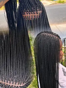 Goddess HD Full Lace Handmade Wig, Lace Braiding Wig, Unique Braided Synthetic Hair for African Women, 200% Density Long Hair, 34 Inches