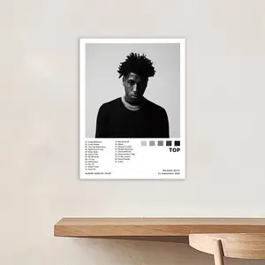 YoungBoy-Top music album cover canvas wall poster, R&B pop music album decoration, with tracklist, suitable for bedrooms, offices, living rooms, cafes, bars, dormitories, music lovers, frameless.