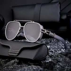 European and American Style Polarized Sunglasses for Men Retro Metal Double Bridge Punk Style Sunglasses for Men
