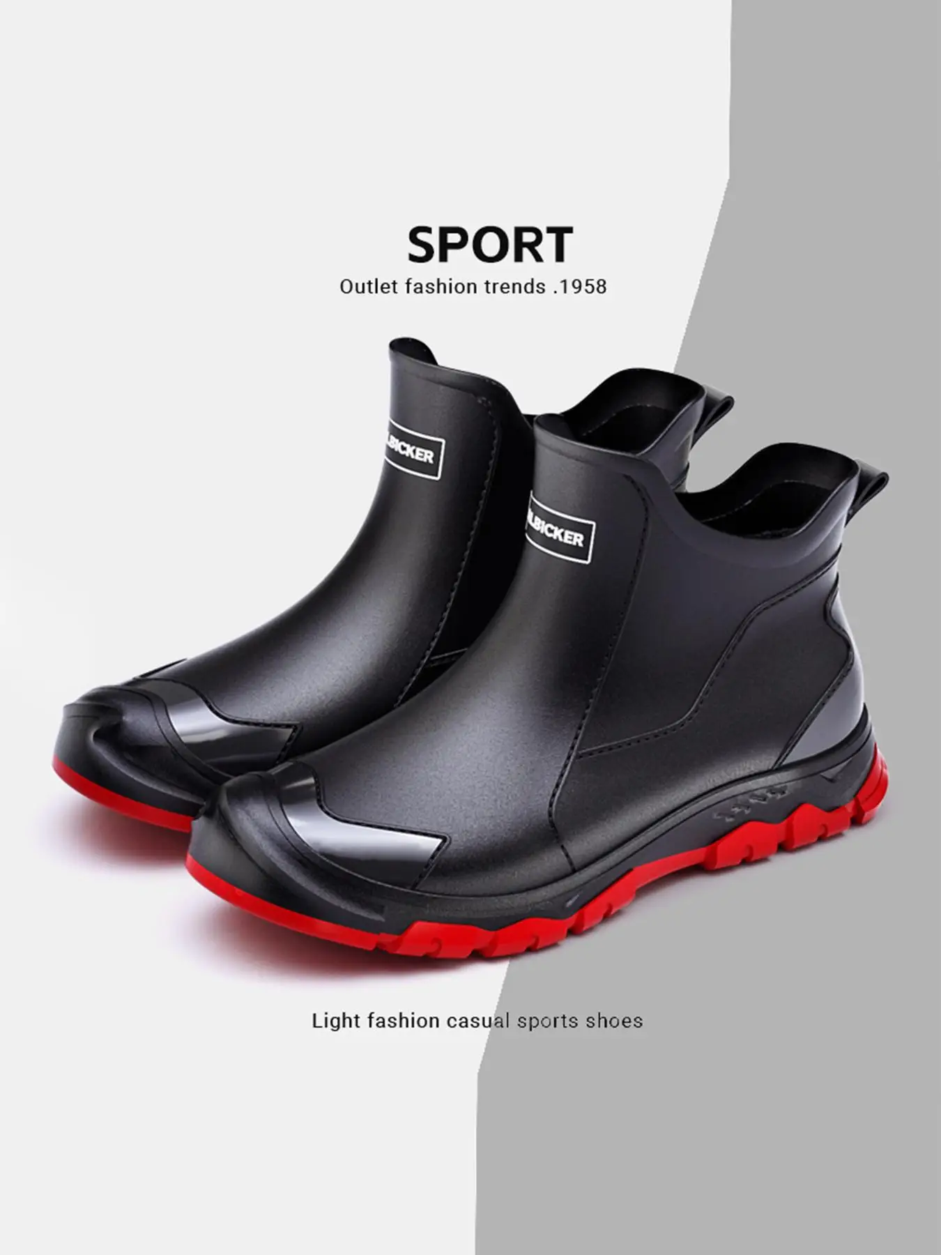 Men's Fashionable Rain Boots, Casual Simple Waterproof Outdoor Shoes, Male All-match Trendy Shoes for Daily Wear