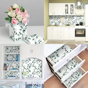 Green and White Peel and Stick Wallpaper Floral Contact Paper for Bedroom17.7inch x 78.7inch Eucalyptus Wallpaper Peel and Stick Vintage Flower Decorative Removable Wall Paper Vinyl Roll