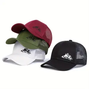 Unisex Mountains Embroidered Baseball Cap Mesh Hat Outdoor Adjustable Sunscreen Leisure Hat Travel Tourism Beach Vacation