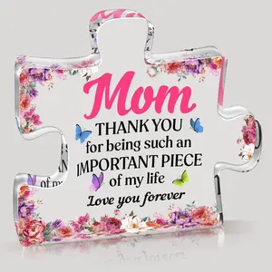 Mom Important Piece Of My Life Love You Forever Acrylic Plaque Puzzle Shape - Home Room Desk Decor - Gift For Mom Mother'S Day Birthday Christmas - Acrylic Puzzle Plaque