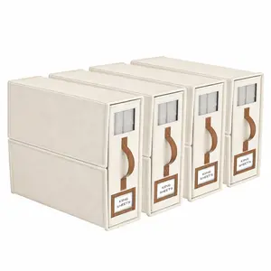 4 Pack Bed Sheet Organizers (King/Queen) – Foldable Linen Storage Boxes with Clear Window & Labels, Closet Bedding Organizer for Sheets, Pillowcases & Duvet Covers (Beige)