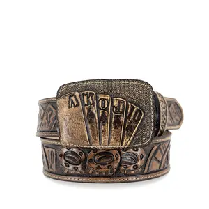 Men's Hand Tooled Belt - Royal Flush Rustic