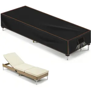 Outdoor Chaise Lounge Cover, 78" L x 26" W x 12" H  Lounge Chair Cover, Pool Lounge Chair Covers, UV Fade Protection, -Resistant, Black