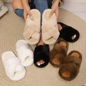Hairy Slippers For Women In Autumn Winter Anti Slip For Outdoor Wear & Indoor Cotton Slippers With Thick Soles Home Plush Cotton Slippers Ankle Length Comfortable & Stylish（gift）Gift
