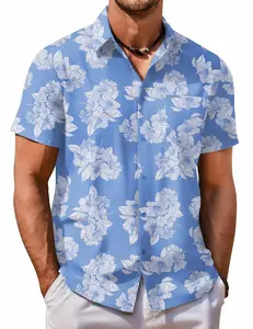 Coofandy Men's Short-Sleeve Button-Down Hawaiian Shirt - Floral Print Casual Top, Tropical Summer Beach Wear (Suitable for Pairing with Jackets)