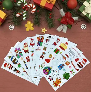 10 Fun Santa Temporary Tattoo Christmas stickers, Cute Elk Snowman Christmas fake tattoos, suitable for children men and women, bulk Christmas tattoos intensify decorations for rave parties