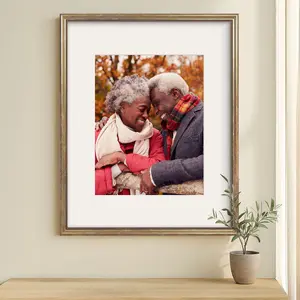 Americanflat Vintage Frames with Mat Distressed Molding Glass Photo Frame Antique Style Beaded Detailing Shatter Resistant Glass Easel Stand & Hanging Hardware Included