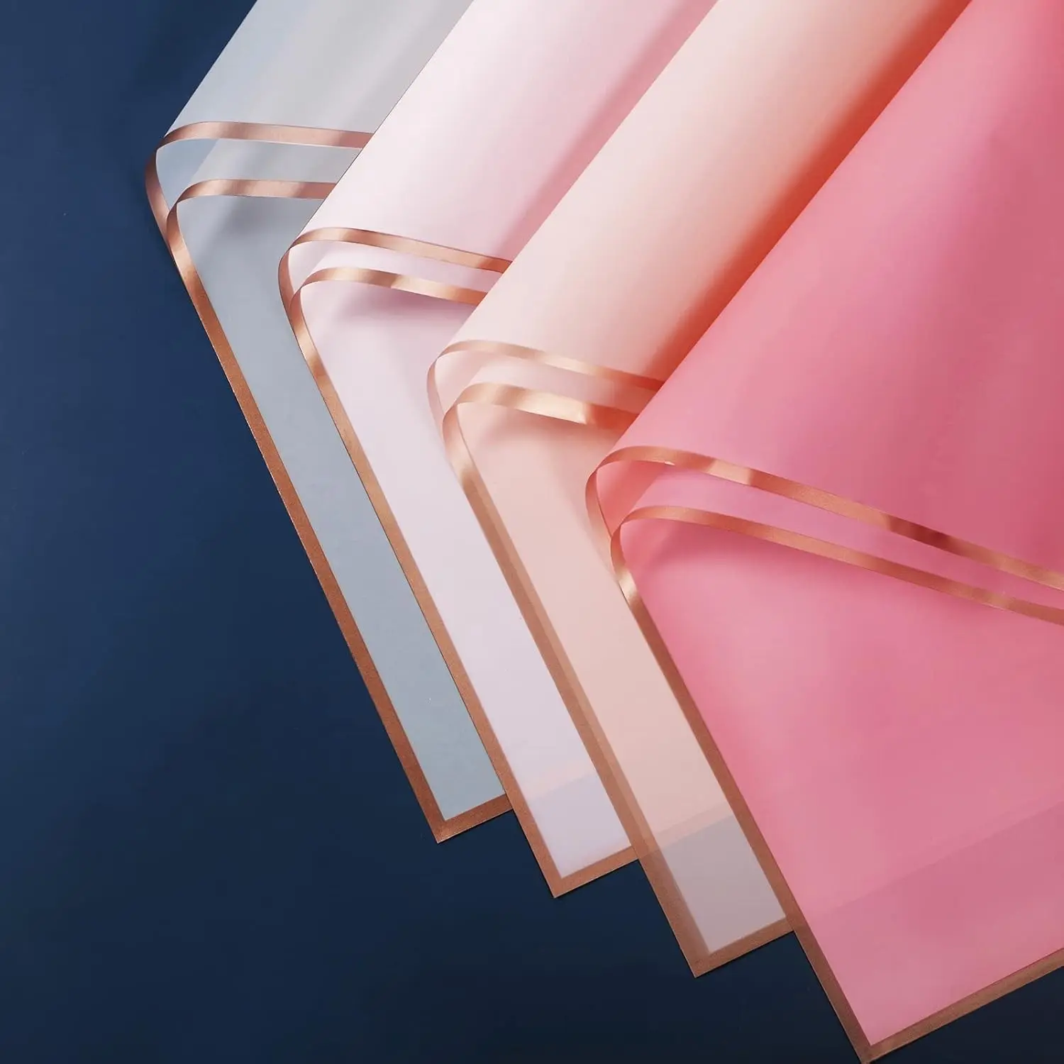Double-Sided Floral Wrapping Paper with Satin Ribbon (20 Sheets, 23.6" Size, Rose Gold Border, Folding Flat, 4 Colors) - Tools & Hardware Supplies for Valentine's Day Lovers Gifts, School DIY Craft