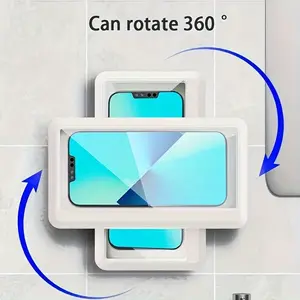 Waterproof Shower Phone Holder, 360 ° Rotating Touch Sensitive Waterproof Phone Holder, Bathroom Wall Mounted Phone Holder Waterproof And Anti Fog Shell, Suitable for 6.8-inch, Bathtub, Kitchen