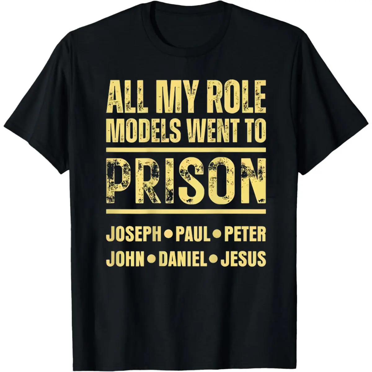 Men's Graphic T-Shirt - Bold "All My Role Models Went to Prison" Back Print - Ultra-Soft Heavyweight 100% Cotton Tee