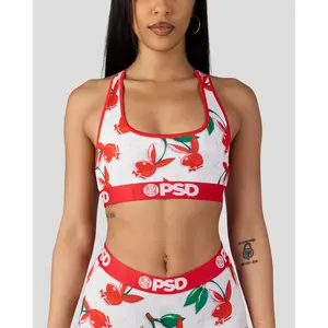 PSD Womens Playboy Cherry Lux Racerback Sports Bra - Comfortable, Breathable, Ultra-light Fabric