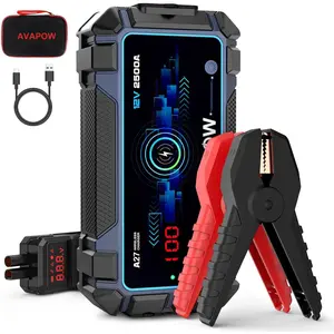 2500A Peak 12V Car Jump Starter 8L Gas 8L Diesel Portable Lithium Jump Pack Wireless Charging Smart Safety Clamp