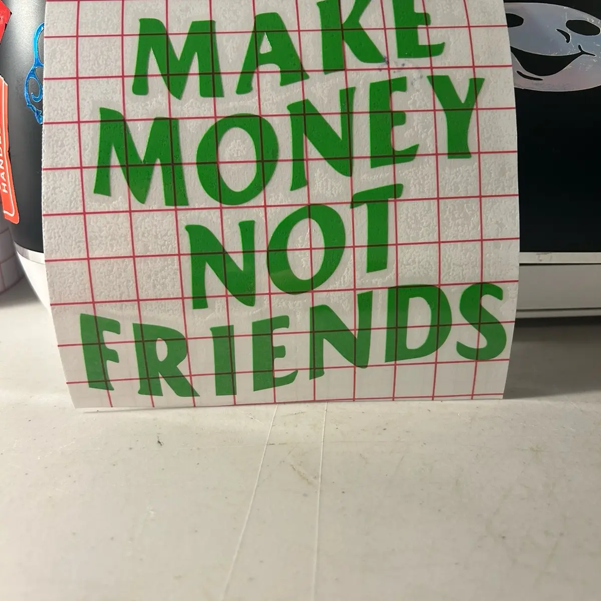 "Make Money Not Friends" Car Sticker, Adhesive Car Exterior Decor Sticker with Unique Design for Automotive & Motorcycle Use