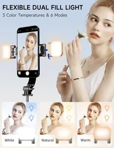 Selfie Stick 45" Tripod with 2 Lights, Extendable 5 in 1, Compatible with iPhone 15/14/13 Pro Max, Samsung, Android, Gopro