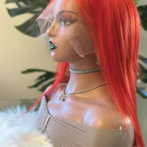 Human Hair 250 Density Red Fire 30 Pounds Pelucas - HD 13x6 Hair Model with Front Blow Dry Blowout