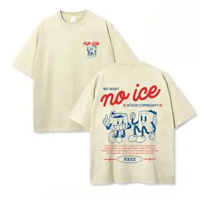No People Illegal Anti ICE Oversize Unisex Washed T-Shirt  DTG Process Unisex Loose-Fitting T-shirt, Washed Casual Top (100% Cotton, 280g), Smooth Fabric, Minimalist Style, Street Style, Classic T-shirt, Makes a Great Gift.