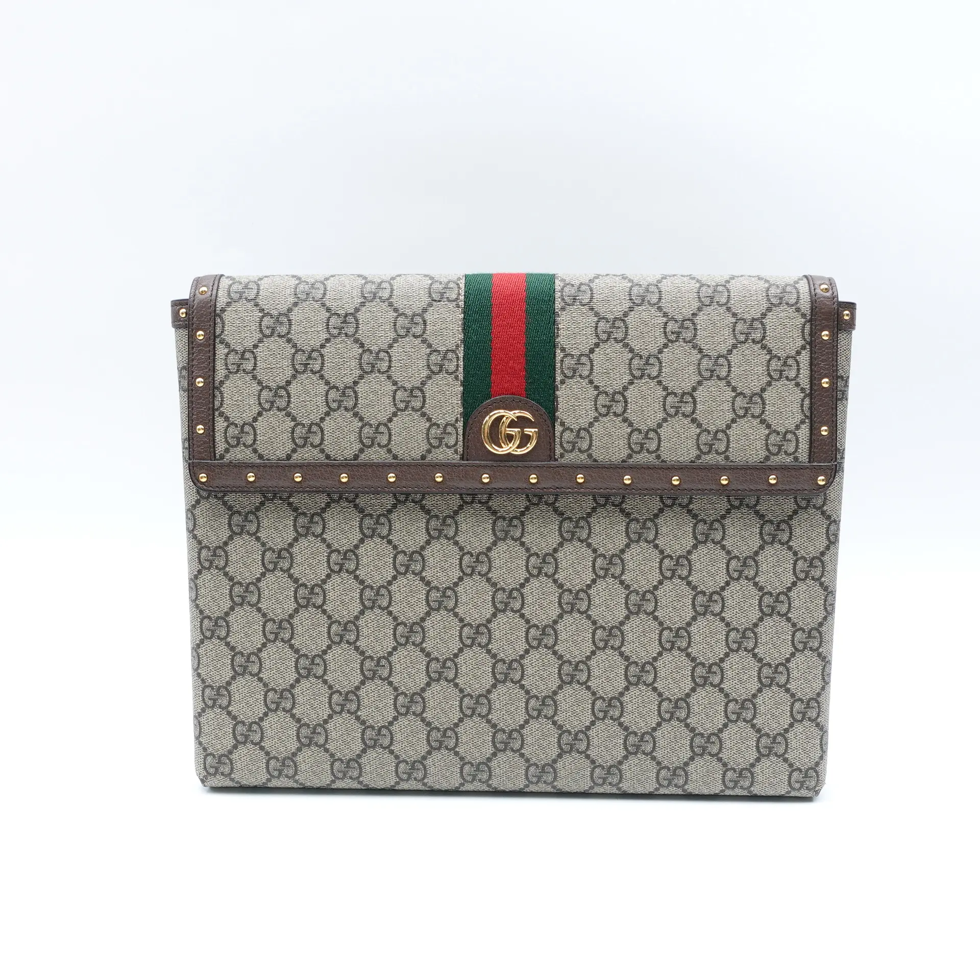 Pre-owned GUCCI GG Coated Canvas Clutches & Wristlets Gucci Ophidia Brown Clutch T10401934