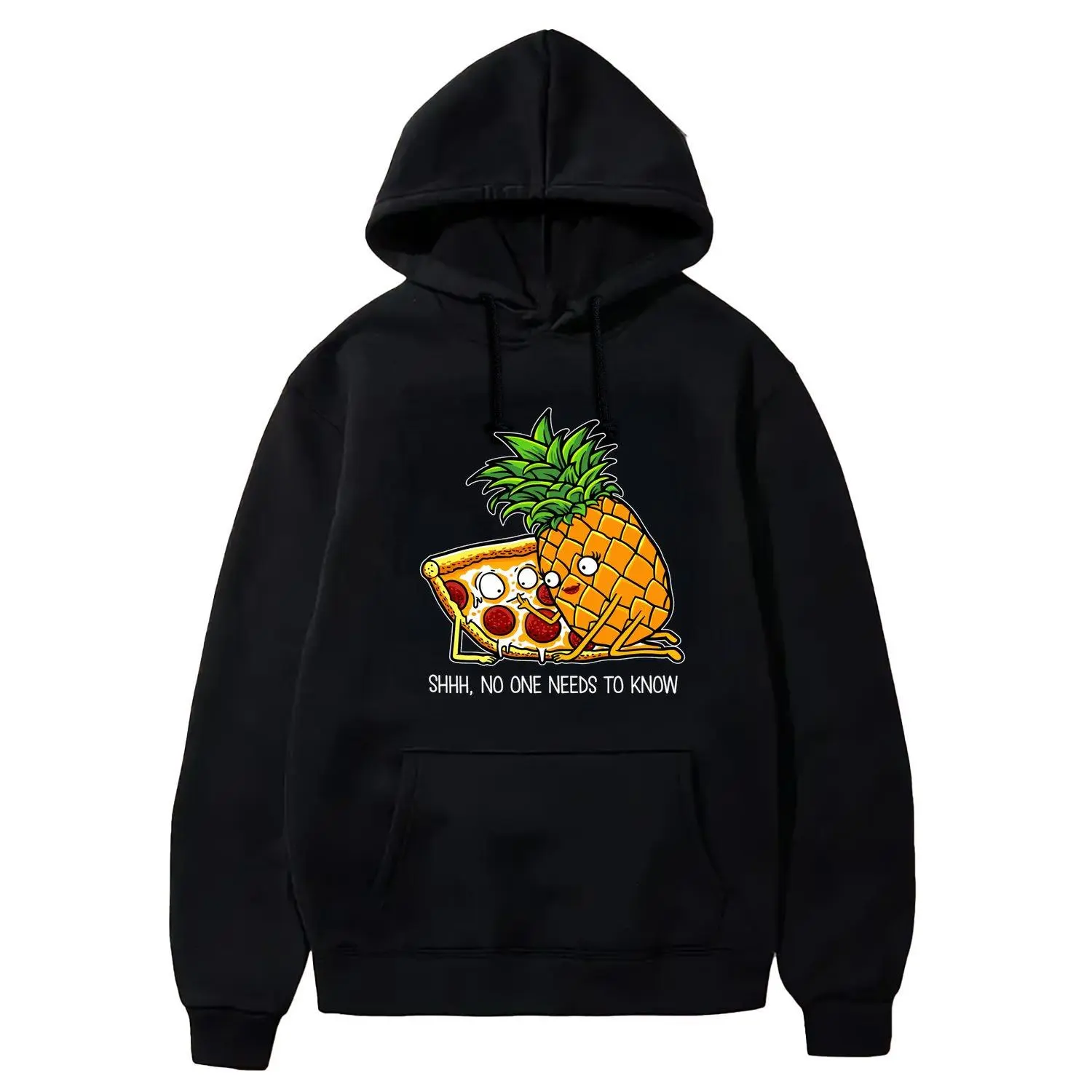 Men's Hoodies Pineapple Pizza Funny Pepperoni Pizzas Graphic Print Casual Pullover Sweatshirt Comfortable Streetwear Top
