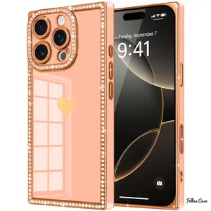 【Free ! Shippin】Diamond heart Magnetic for IP 16 Pro max,IP 15plus, 14, 13 Phone case [Compatible with Magsafe] Back Shockproof/Drop Protection with Full Camera LensProtection Rugged Durable TPU phone case Gift for Girls & Women