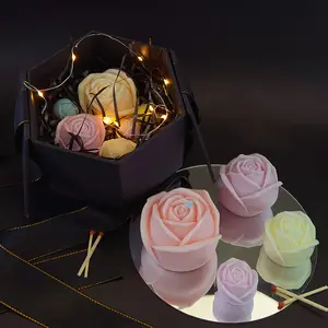 Rose Flower Candle Silicone Mold DIY for Ice Cubes Valentine's Day Plaster Cake Handmade Ice Cream