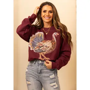 Faux Rhinestone Turkey, Cozy Autumn Sweatshirt, Wild Life Sweatshirt