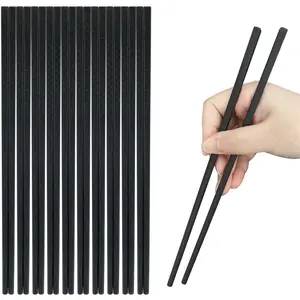 10 Pairs Fiberglass Chopsticks,  Chopsticks, 9.3 inches Dishwasher Safe, Non-Slip, Black