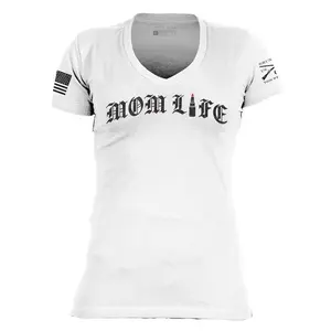 Women's Mom Life V-Neck T-Shirt - White