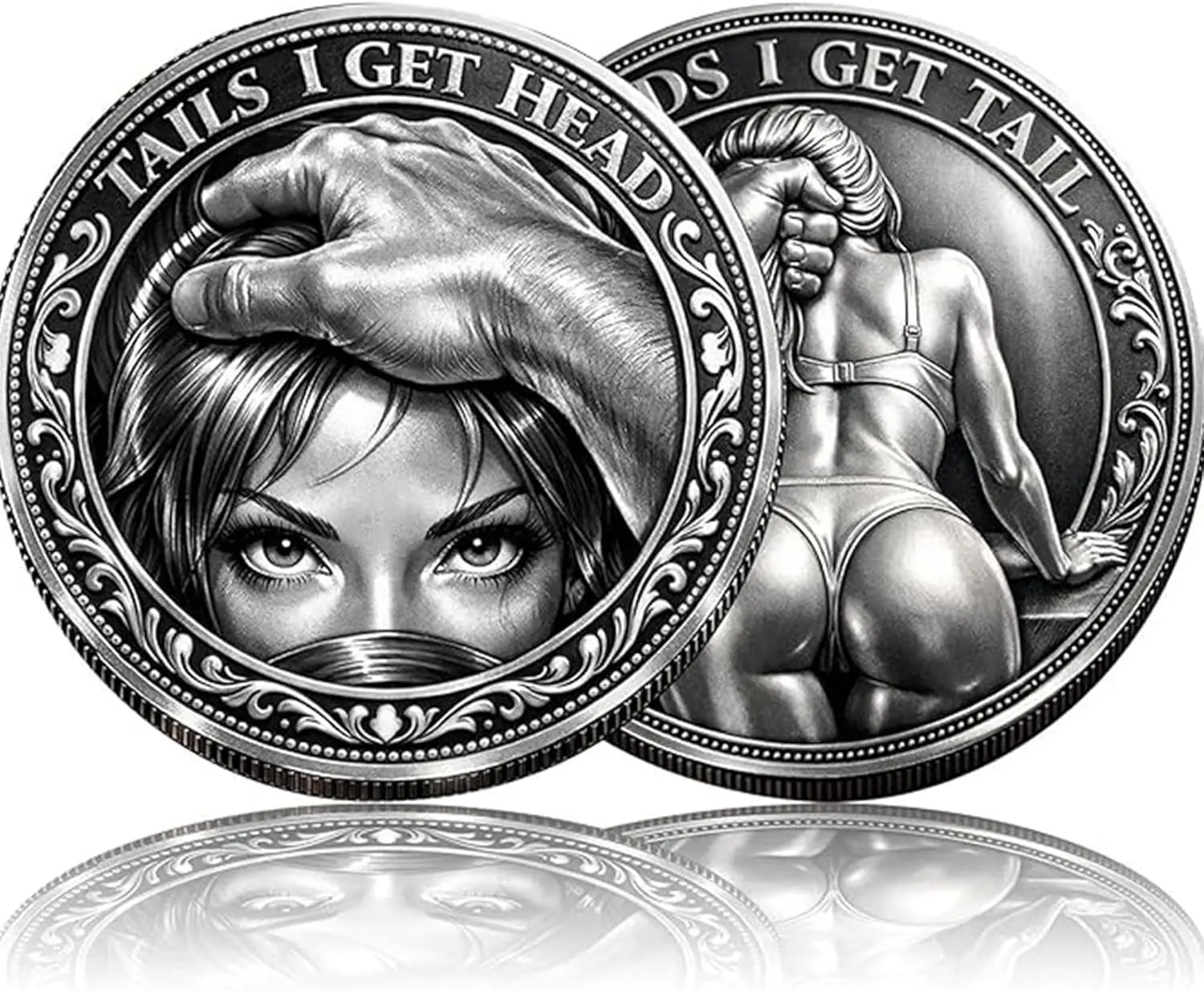 Funny Heads or Tails Coin Heads Coin, Cheeky Lucky Flip Token, Adult Gag Gift for Couples, Valentine Day & Anniversary