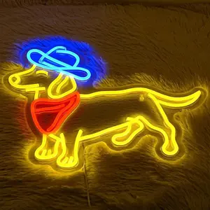 Cowboy Dog Design Neon Sign, USB Powered LED Neon Light, Wall Mounted Decorative Light for Home Bar Club Tattoo Shop, LED Decoration Lamp, LED Atmosphere Lamp, Cool Lights
