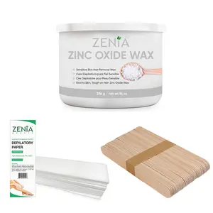 (3pc Bundle Pack) Zenia Zinc Oxide Wax 14oz + Applicators + Waxing Strips