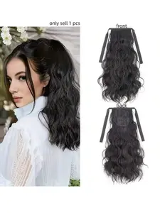 14-Inch Synthetic Hair Clip Wig, Curly Medium Length, Deep Wave Ponytail, Easy to Use, Perfect for Daily Wear, Women's Accessory