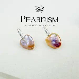 【Adee】PEARLISM Dainty Everyday Freshwater Heart Pearl Earrings | Baroque Silver CZ Hypoallergenic-AFBE003
