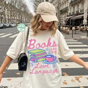 Comfort Colors  Valentines Day Shirt, Books are My Love Language Shirt, Book Lover Gift, Romance Reader, Bookworm TShirt, Bookish Shirt - Lauriel Designs