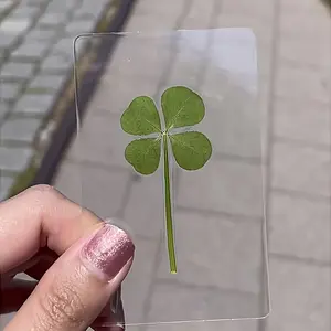 50pcs Lucky Clover Bookmarks Suitable for Wish Cards & Bookmarks, Transparent PE Four- Clover Stickers with Decorations, Non-Natural Luck Gifts for Journals, Scrapbooks, Gifts