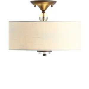 JONATHAN Y Marc Contemporary Metal/Crystal LED Semi Flush Mount; for Living Room,Bedroom, Kitchen, Office