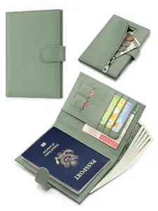 RFID Passport Holder Travel Wallet for Women, Leather Passport Cover Wallet with Card Holders SIM Slots,Zippered Coins Pocket and Cash Slot Slim Compact Travel Wallet Travel Document Holder