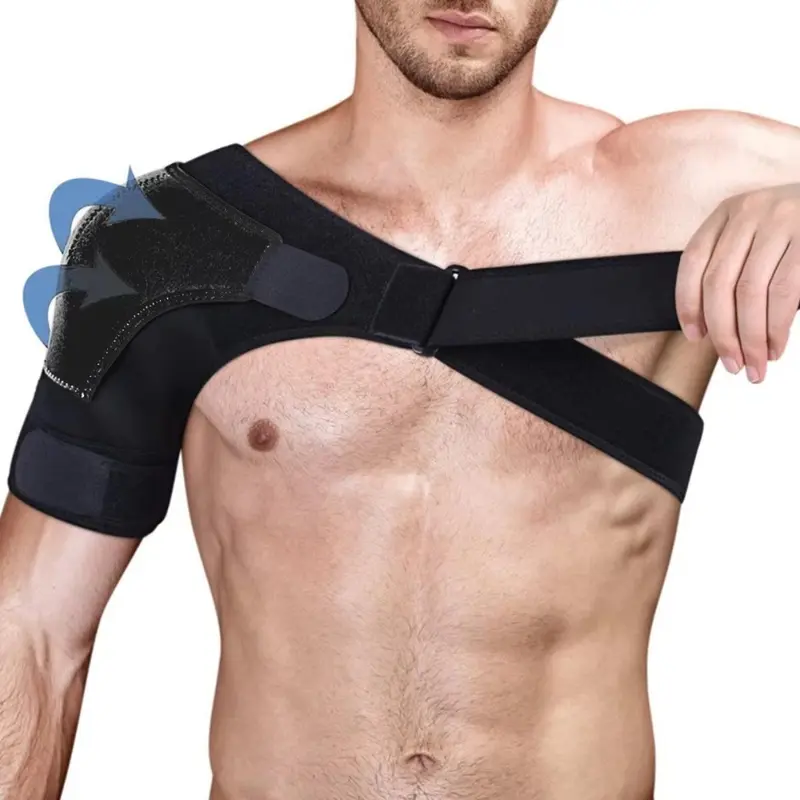 ‌Unisex Shoulder Support Brace with Adjustable Straps Comfortable Compression Pad for Left Right Shoulder Injury Recovery Sports Workout Protection‌ Black