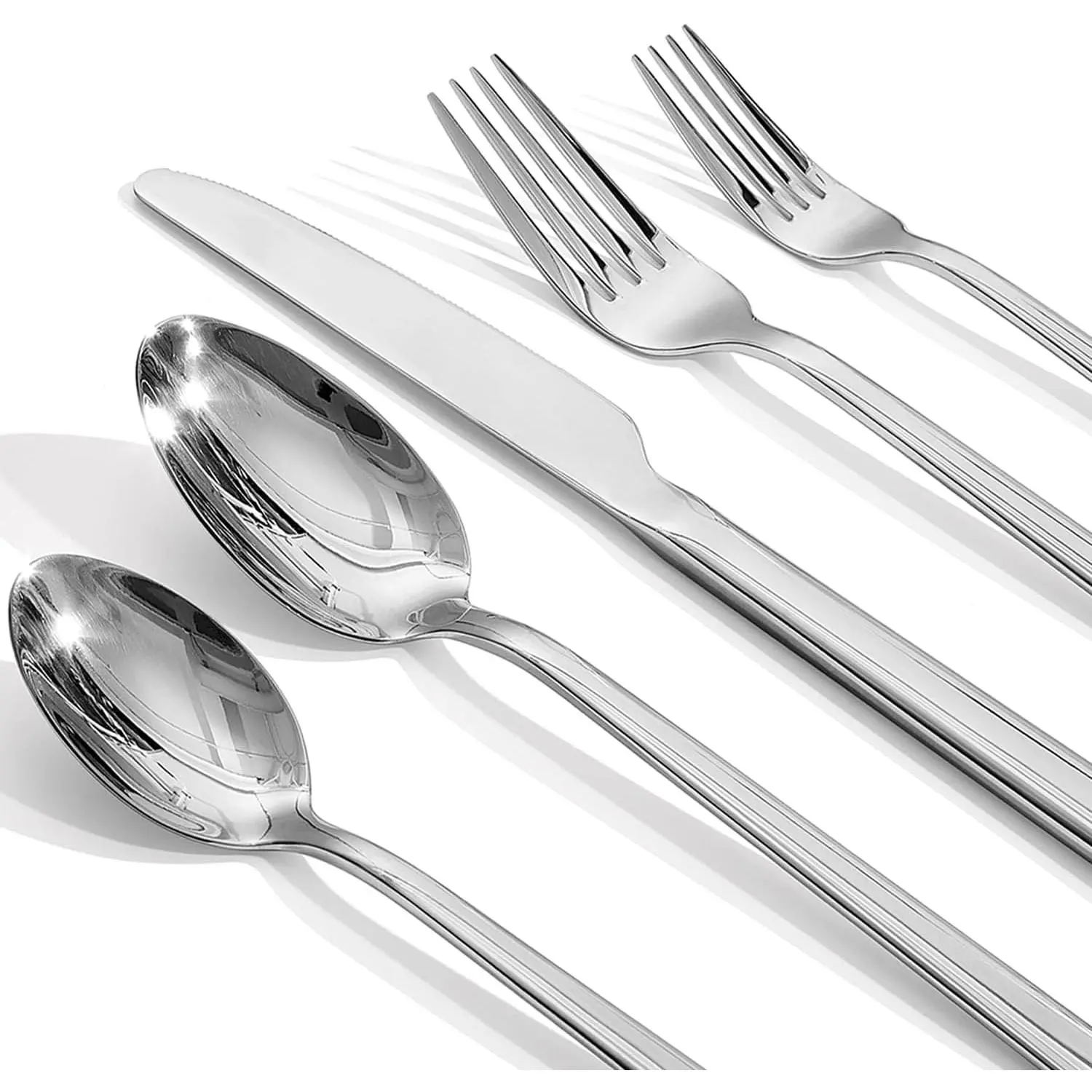 Forged 20-Piece Silverware Set, 18/10 Stainless Steel Flatware Utensils Set for 4, Mirror Finish,Dishwasher Safe (Silver)