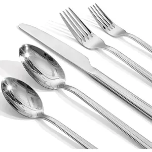 Forged 20-Piece Silverware Set, 18/10 Stainless Steel Flatware Utensils Set for 4, Mirror Finish,Dishwasher Safe (Silver)