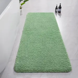 Luxury Long Bathroom Runner Rug, 24x60 Inch Thick Soft and Absorbent Microfiber Non Slip Bath Mat, Rubber Backing Rugs Carpets, Machine Washable Plush Mats for Shower Floor, Sage Green